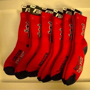 For Bare Feet Boston Red Sox’s Youth Crew Socks 6 Pair Brand New